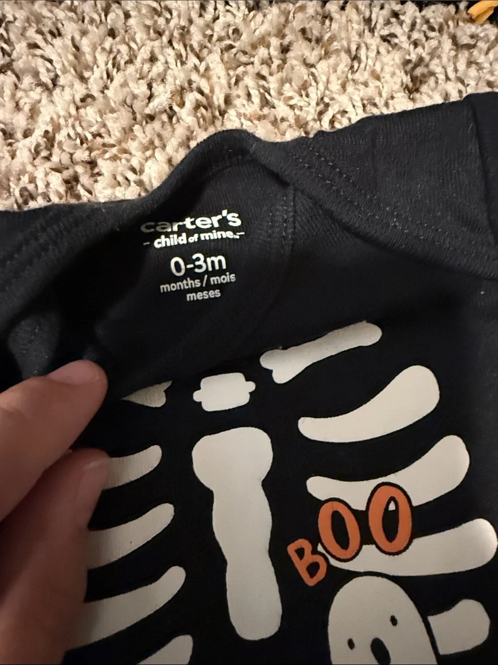 Baby Black Skeleton Halloween Costume Set with White Bones